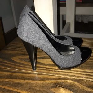 Nine West medium gray and black heels